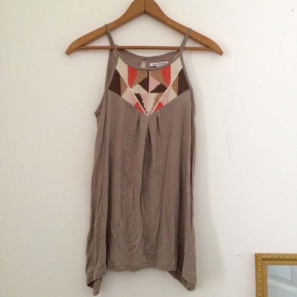 AEO brown yoke woven tank